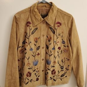 Embroidered suede jacket size medium